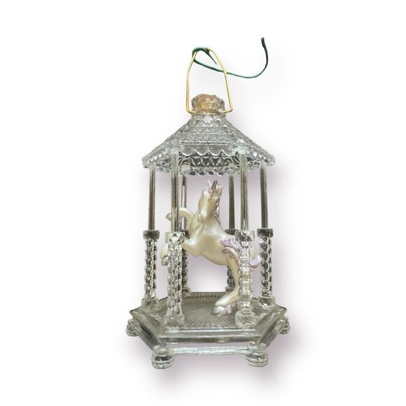 Hallmark Unicorn Fantasy Gazebo magic w/pigtail cord 1989 Christmas Ornament - Picture 6 of 8